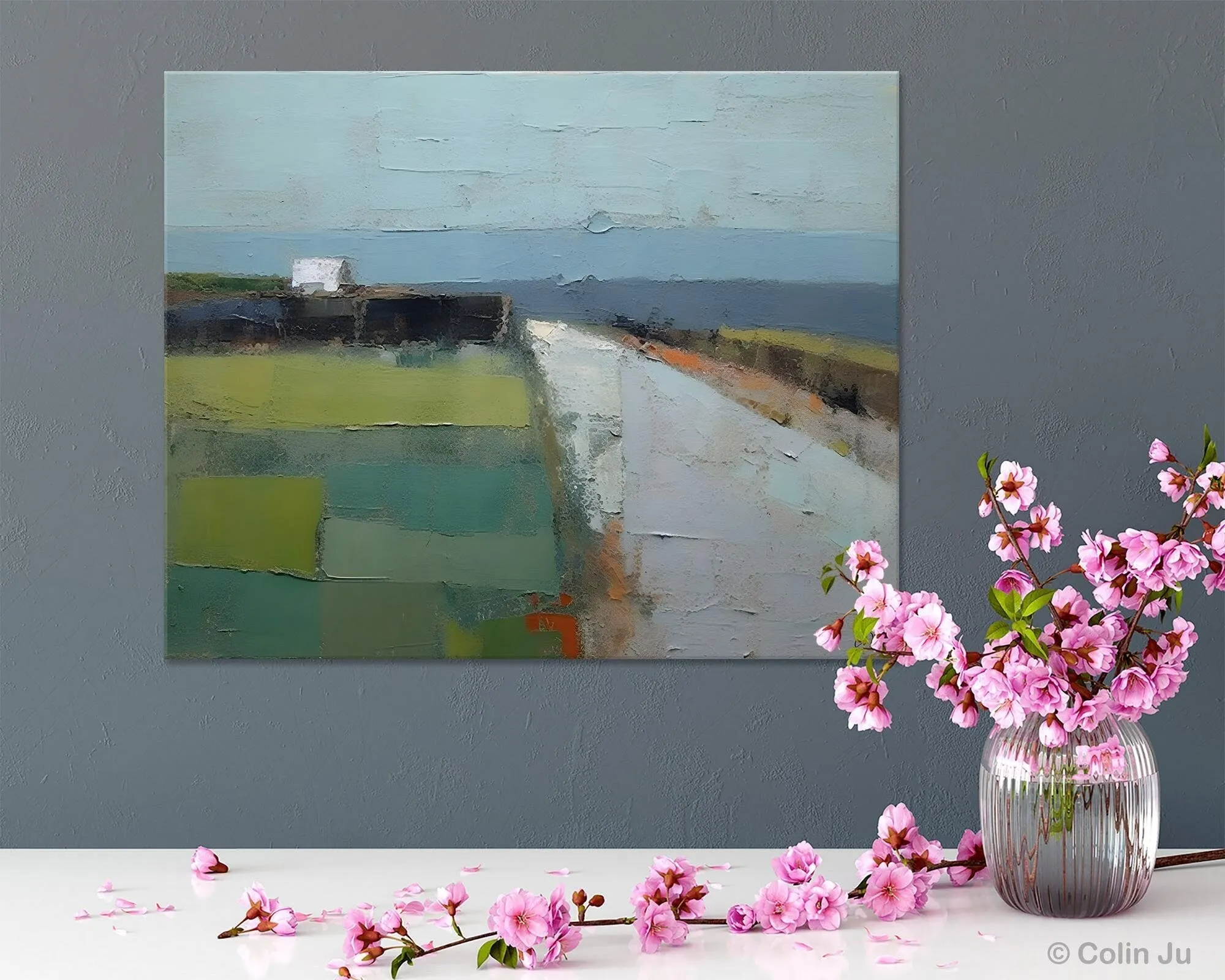 Heavy Texture Canvas Art, Abstract Landscape Paintings, Extra Large Canvas Painting for Living Room, Large Original Abstract Wall Art
