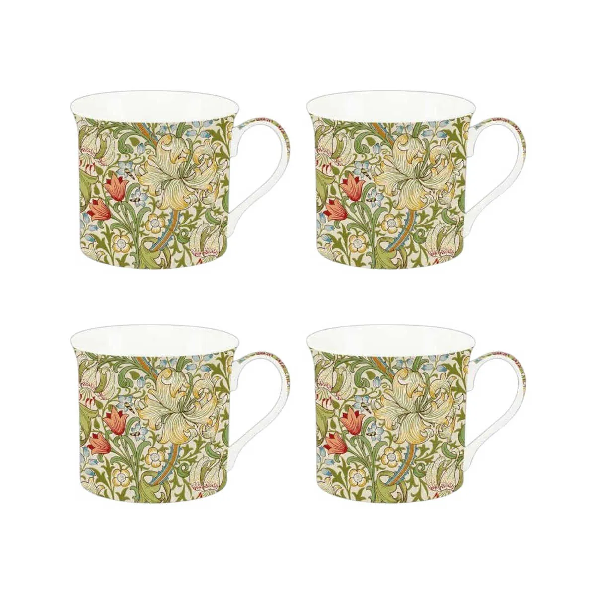Heritage Golden Lily Mugs Set of 4
