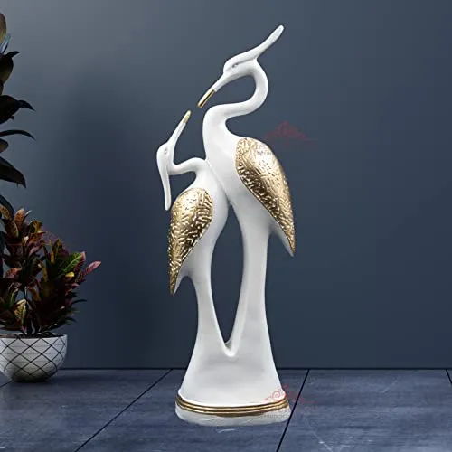 Jaipur ACE Paradise Pair of Kissing Swan Couple Statue Sculptures Showpieces Creative Abstract Design Art Figurine for Home Living Room Decorative Display (Kissing Swan White)
