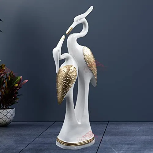 Jaipur ACE Paradise Pair of Kissing Swan Couple Statue Sculptures Showpieces Creative Abstract Design Art Figurine for Home Living Room Decorative Display (Kissing Swan White)