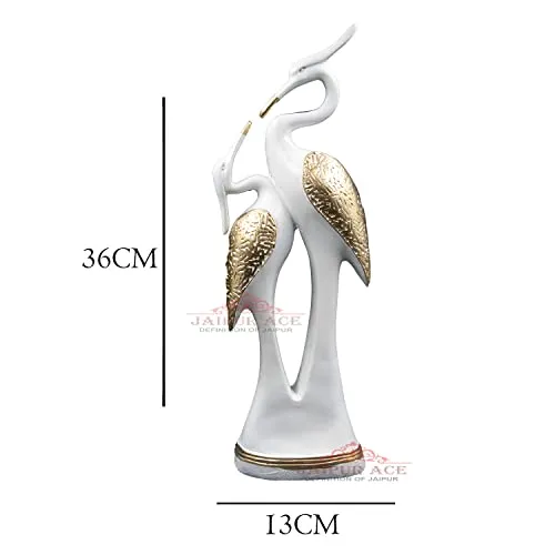 Jaipur ACE Paradise Pair of Kissing Swan Couple Statue Sculptures Showpieces Creative Abstract Design Art Figurine for Home Living Room Decorative Display (Kissing Swan White)
