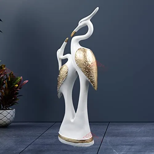Jaipur ACE Paradise Pair of Kissing Swan Couple Statue Sculptures Showpieces Creative Abstract Design Art Figurine for Home Living Room Decorative Display (Kissing Swan White)