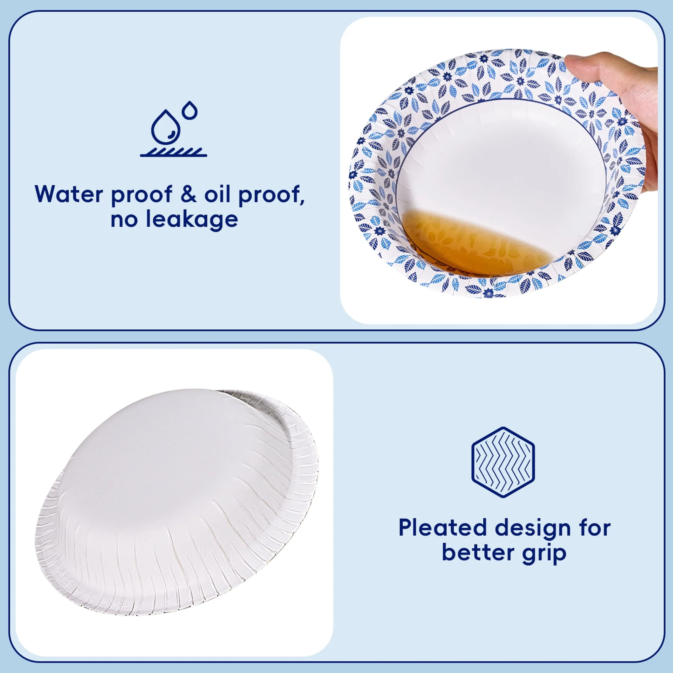 JOLLY CHEF Disposable Paper Bowls,Strong,Soak Proof,Microwave Safe,20 oz,Patterned,150 Count