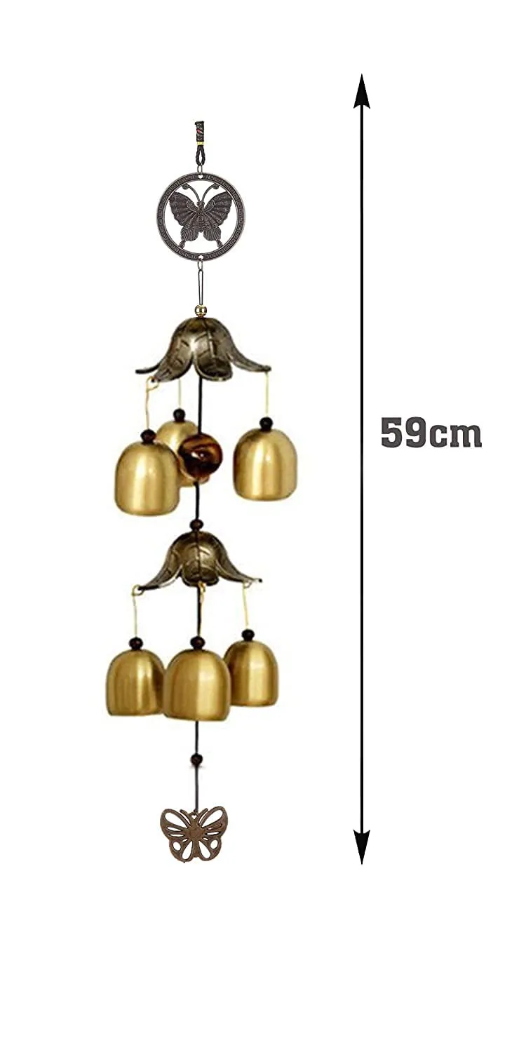 Jtku Handicraft Metal Wind Chimes for Home Balcony Garden Positive Energy, Home Decor Hanging Long Brass Bells Gifts for Loved Ones 6 Bells