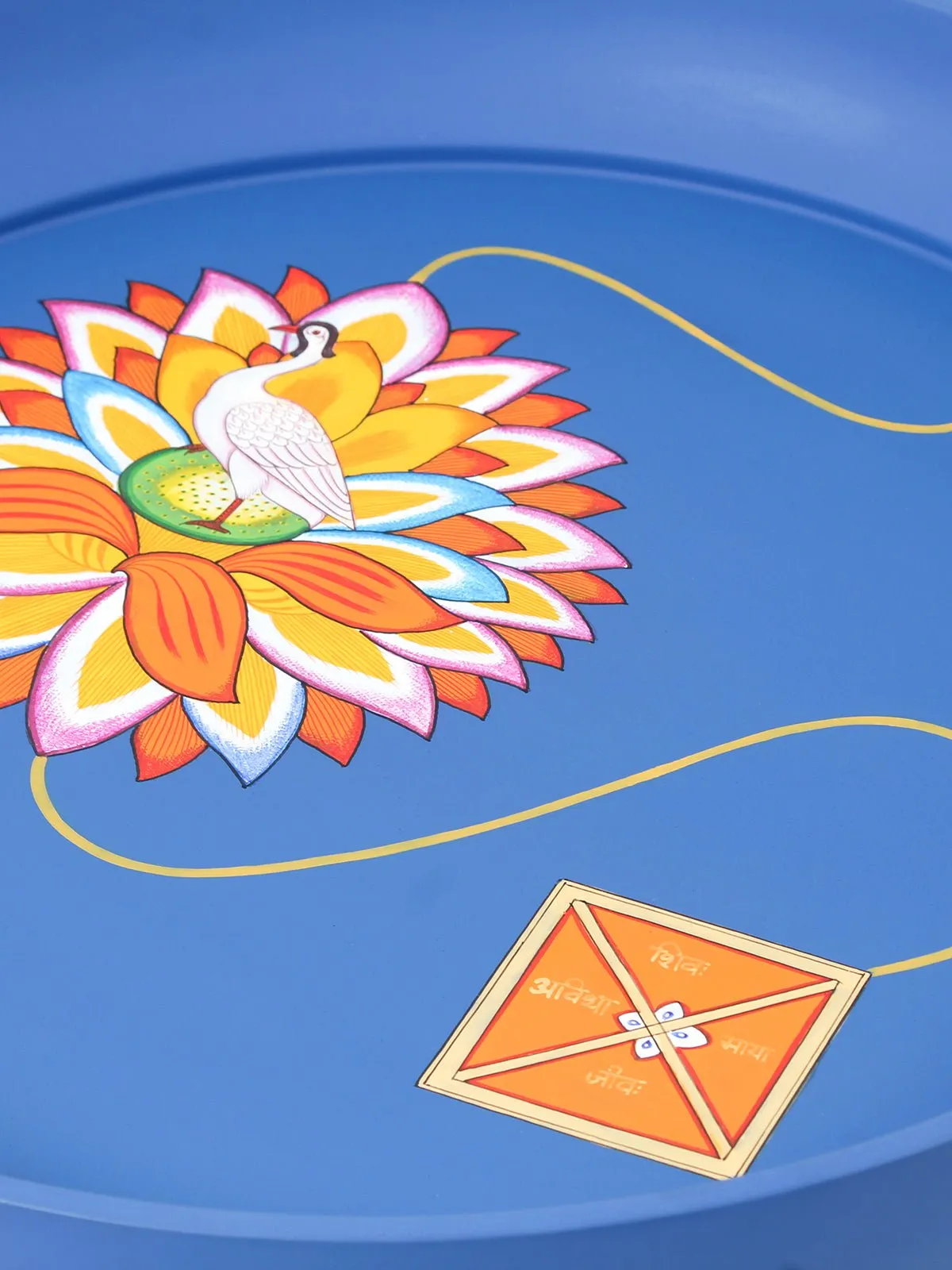 Kalam Table - The Egret on Rainbow Lotus Yantra