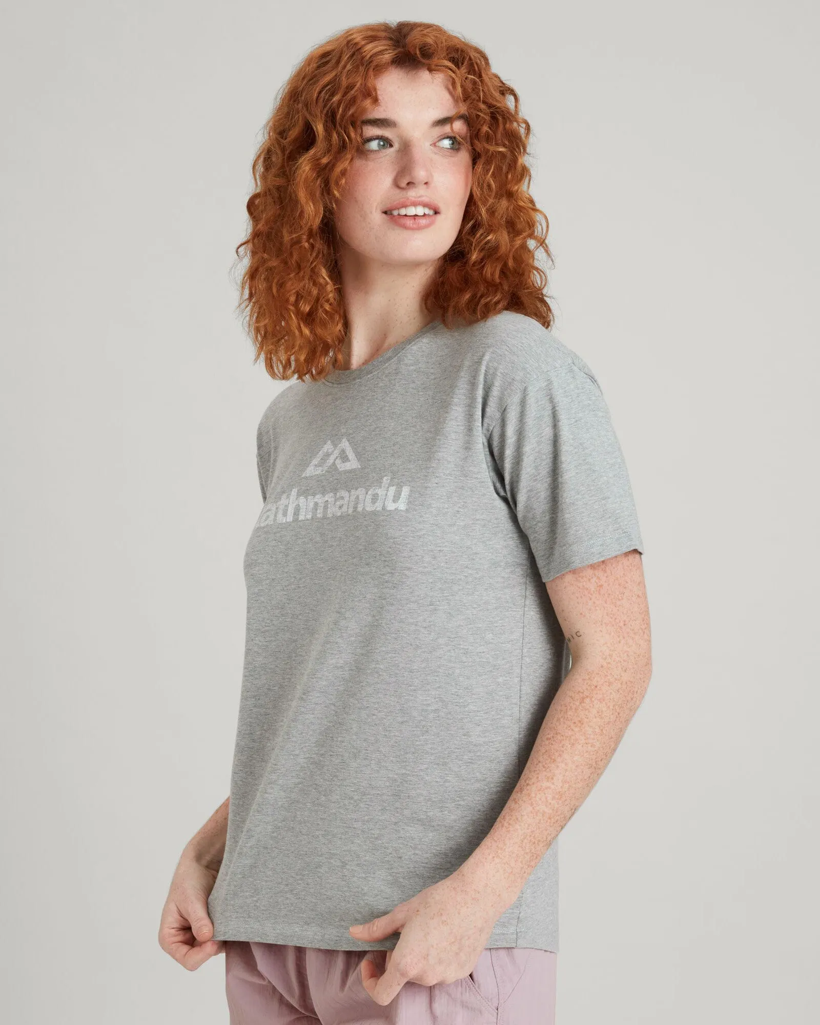 Kathmandu Logo Women's Short Sleeve T-shirt - Light Grey Marle