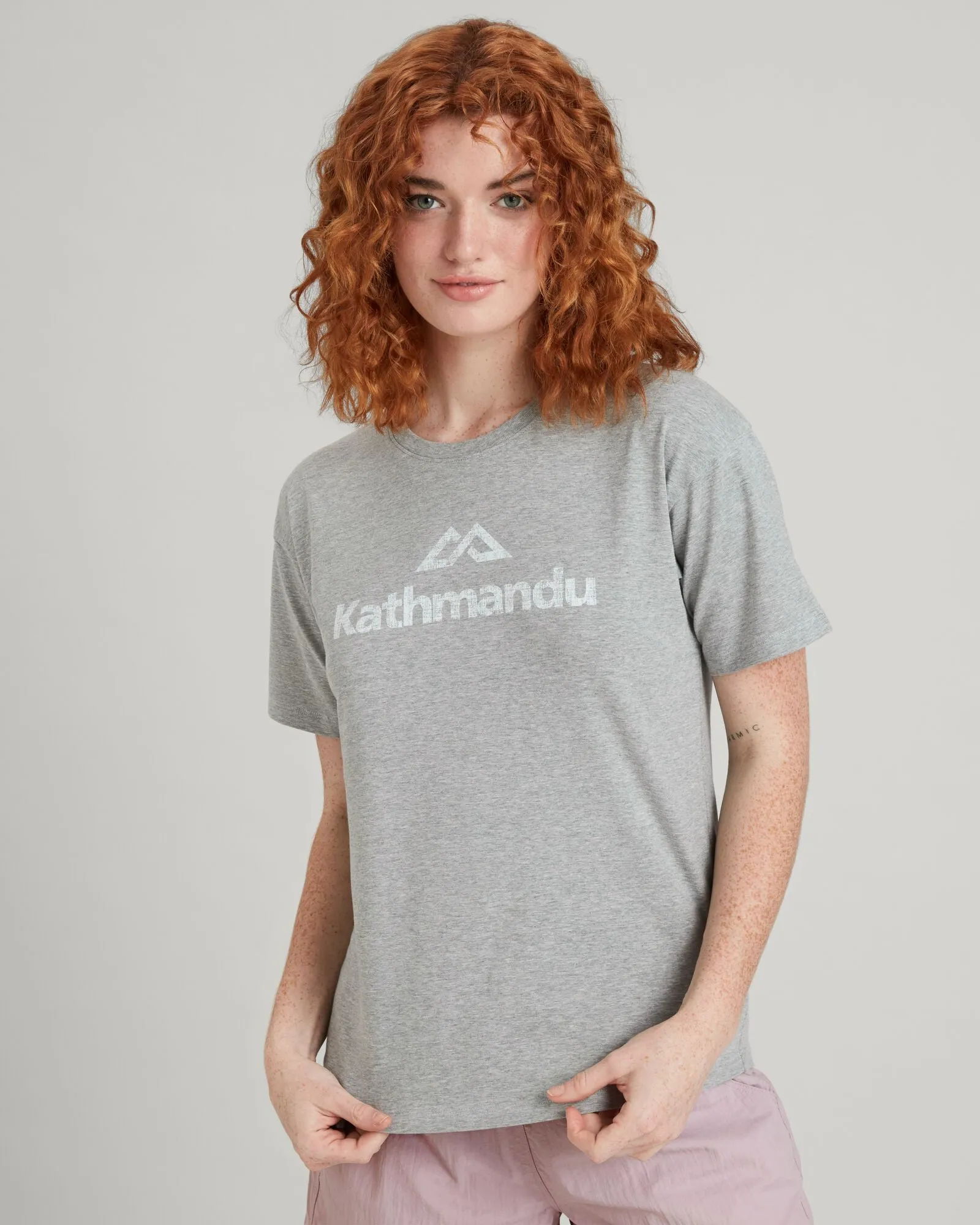 Kathmandu Logo Women's Short Sleeve T-shirt - Light Grey Marle