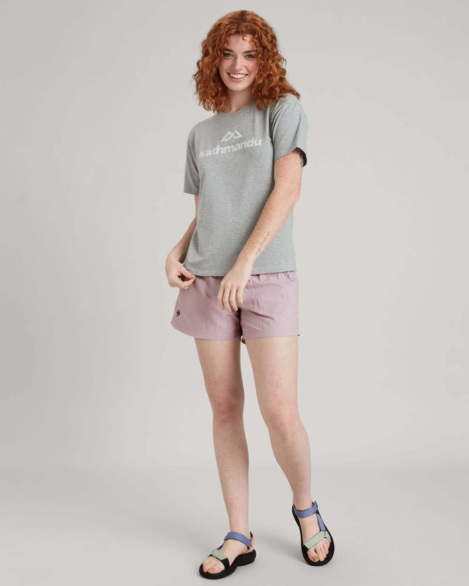 Kathmandu Logo Women's Short Sleeve T-shirt - Light Grey Marle