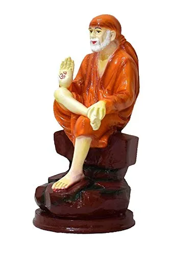 KRISHNAGALLERY1Polyresin Sai Baba Murti Statue Idol for Pooja Gifted Car Dashboard Idol Small Size 4 Inch (Antique)