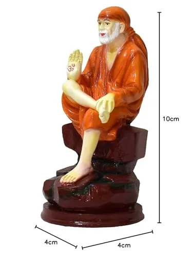 KRISHNAGALLERY1Polyresin Sai Baba Murti Statue Idol for Pooja Gifted Car Dashboard Idol Small Size 4 Inch (Antique)
