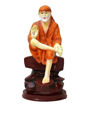 KRISHNAGALLERY1Polyresin Sai Baba Murti Statue Idol for Pooja Gifted Car Dashboard Idol Small Size 4 Inch (Antique)
