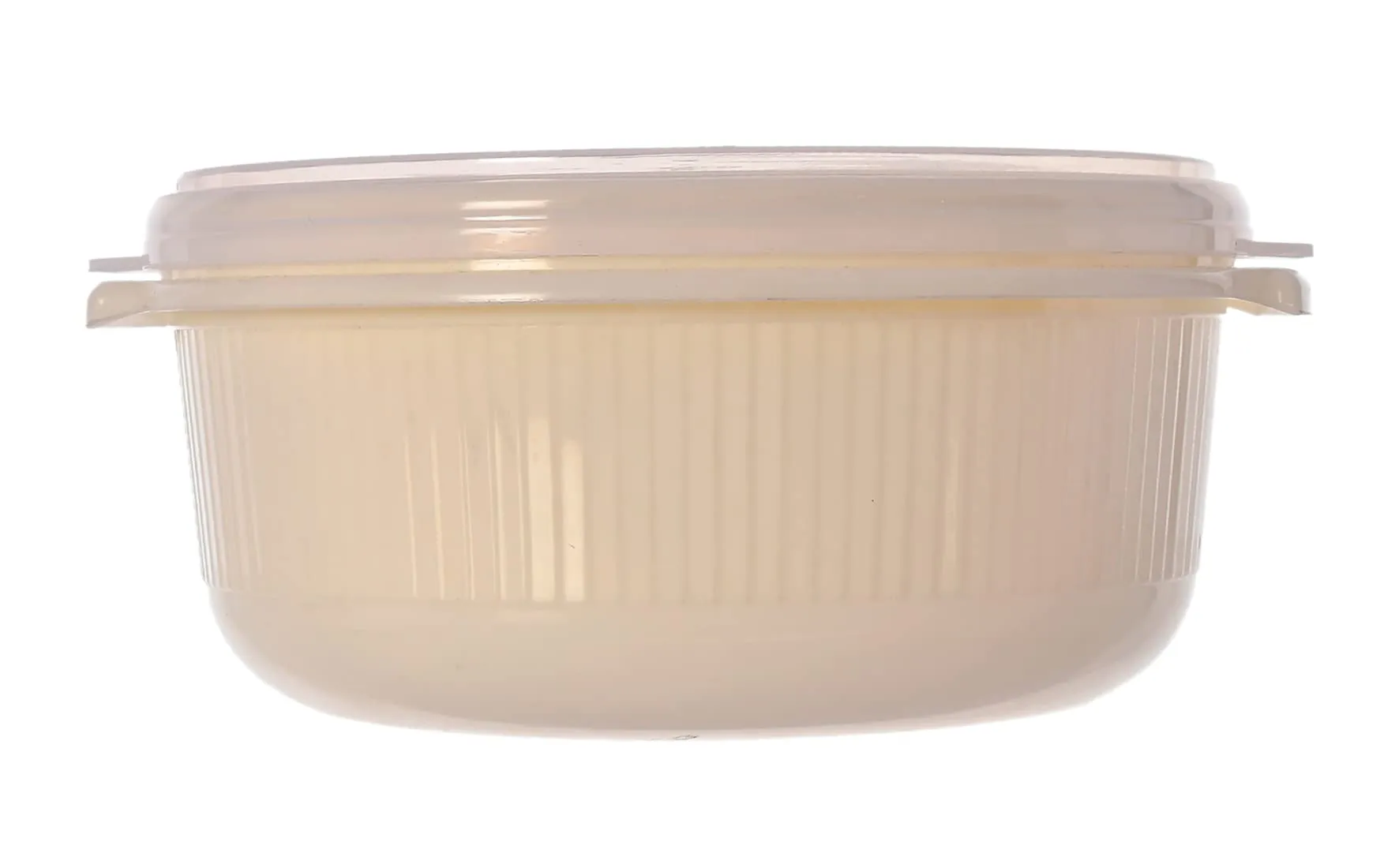 Kuber Industries Food Grade, Microwave & Freezer Safe Plastic Bowls, Food Storage Container Set with Lid, Set of 3 (3200ml, 1800ml, 1000ml) (Cream)-46KKM0142, Standard