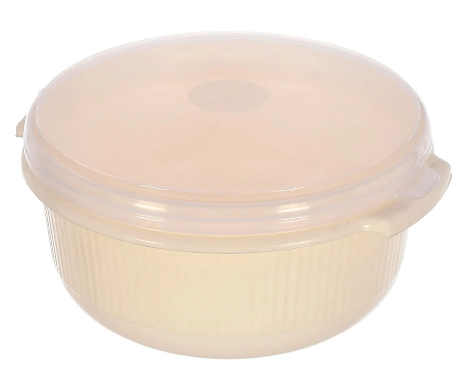 Kuber Industries Food Grade, Microwave & Freezer Safe Plastic Bowls, Food Storage Container Set with Lid, Set of 3 (3200ml, 1800ml, 1000ml) (Cream)-46KKM0142, Standard