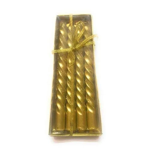 Kuber Selection 12 Pcs Designer Golden Spiral Pillar Candle 10 inch Long for Party, Daily use, Candle (Pack of 12 Pcs, Golden) (10 Inch) (Pack of 12 Pcs 10 Inch, Golden)