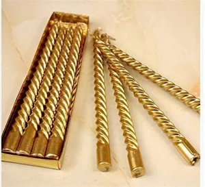 Kuber Selection 12 Pcs Designer Golden Spiral Pillar Candle 10 inch Long for Party, Daily use, Candle (Pack of 12 Pcs, Golden) (10 Inch) (Pack of 12 Pcs 10 Inch, Golden)