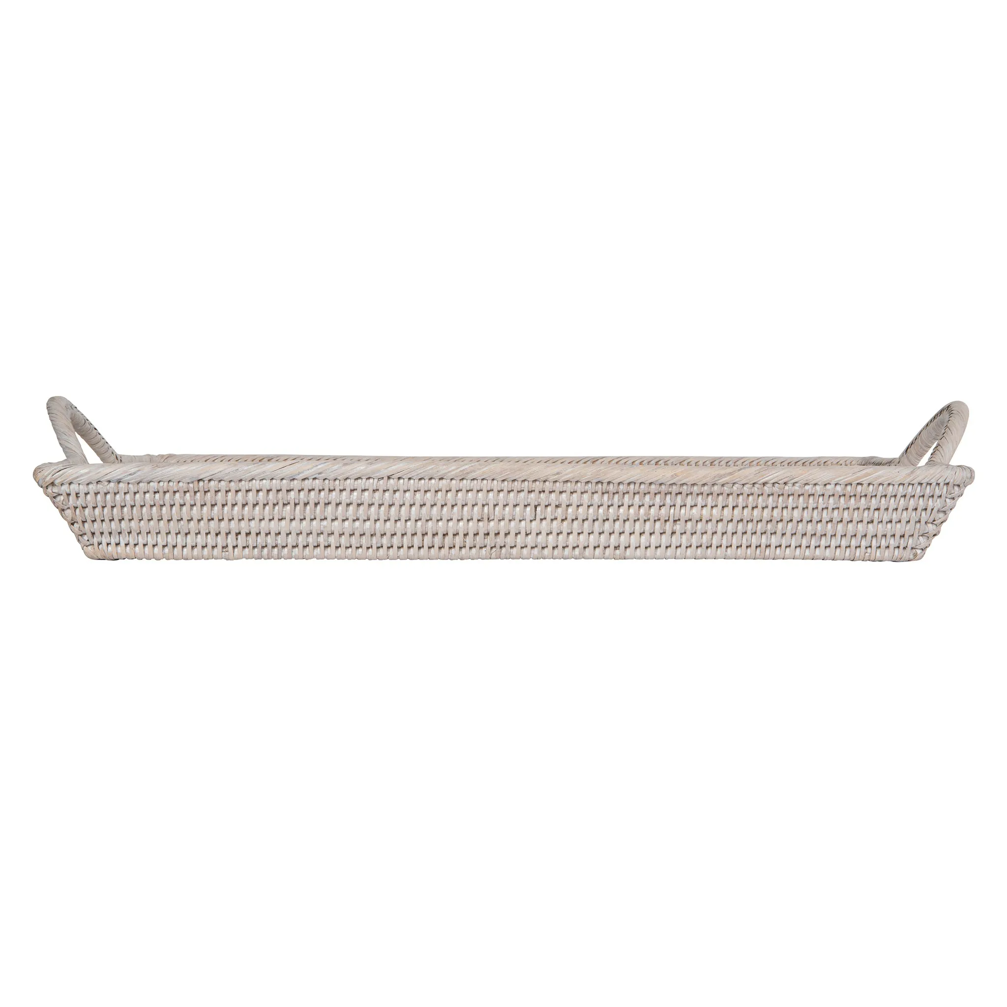 La Jolla Rattan Decorative Serving Tray with Ear Handles for Breakfast & Dinner, Ottoman Tray
