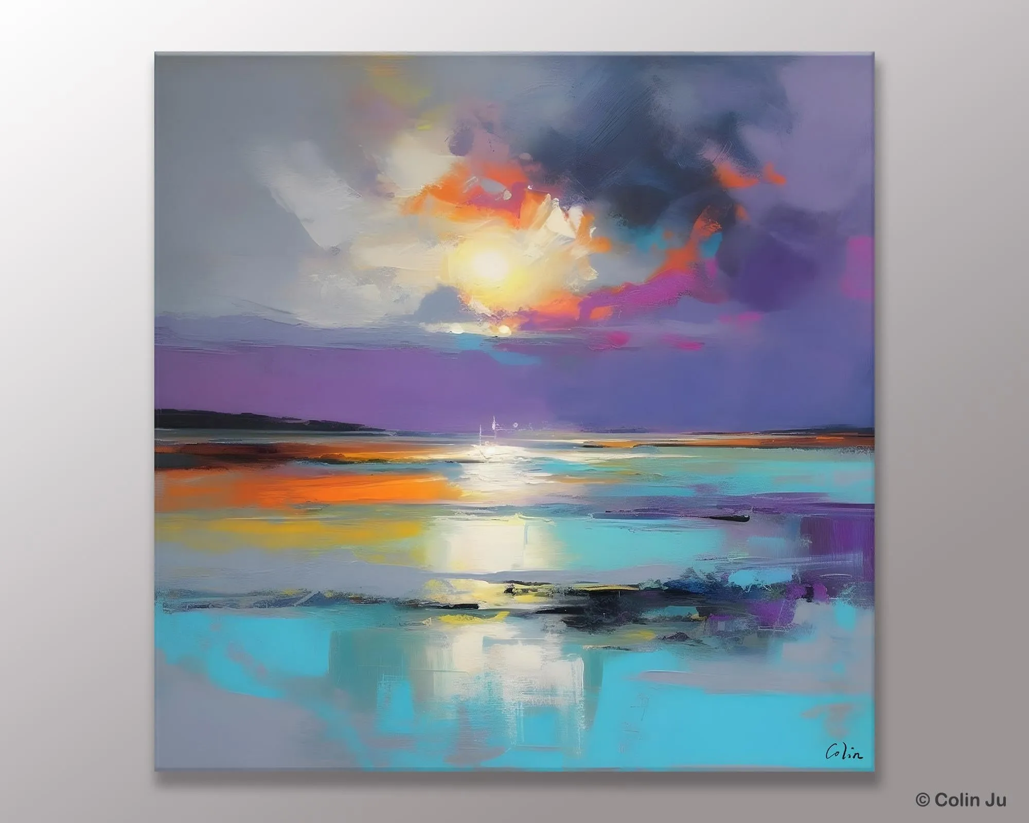 Large Abstract Painting for Living Room, Original Abstract Wall Art, Landscape Acrylic Art, Landscape Canvas Art, Hand Painted Canvas Art