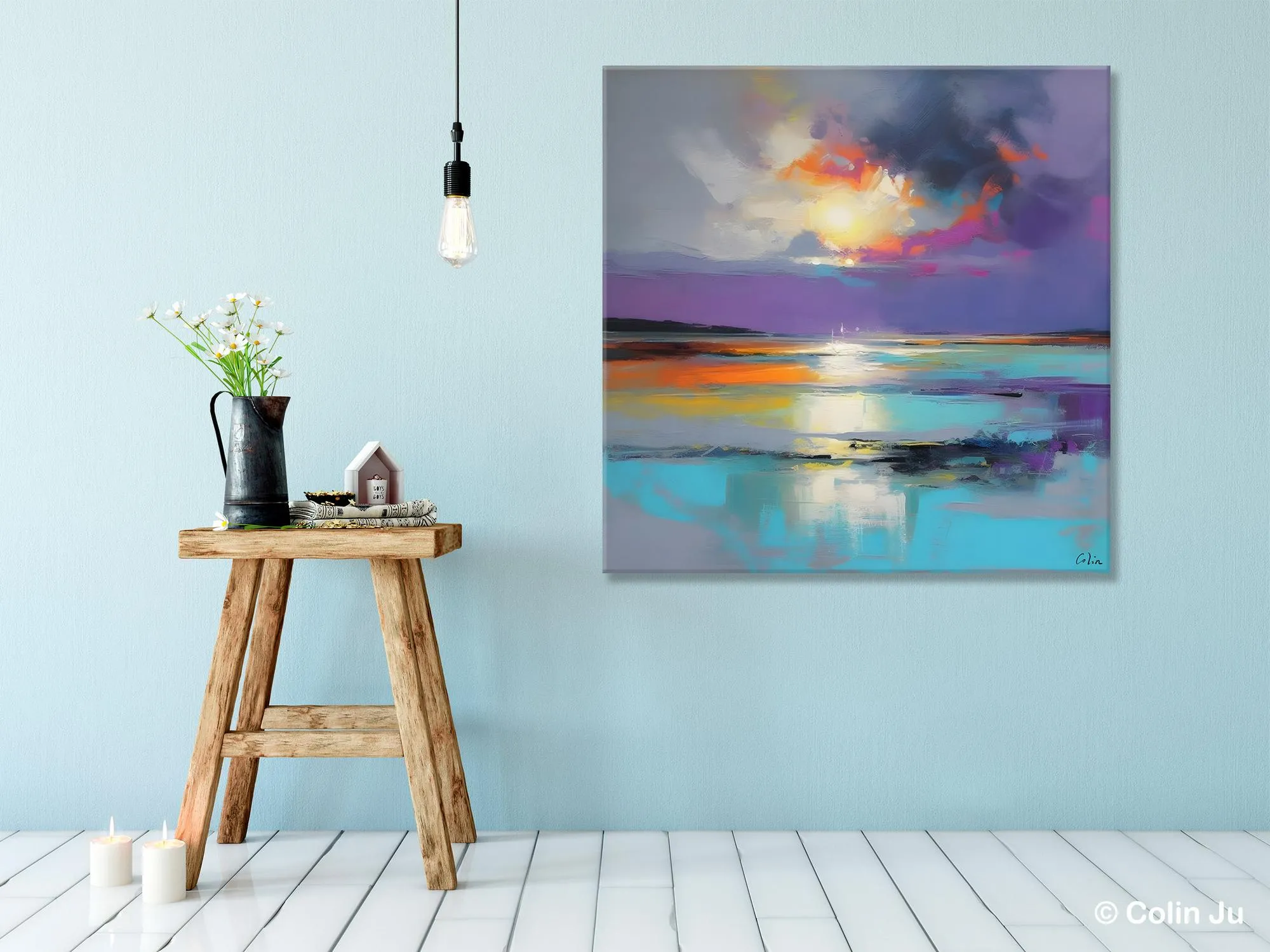 Large Abstract Painting for Living Room, Original Abstract Wall Art, Landscape Acrylic Art, Landscape Canvas Art, Hand Painted Canvas Art