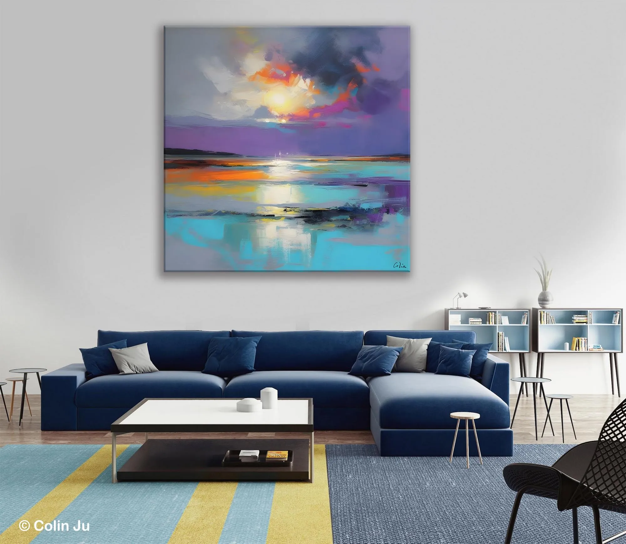 Large Abstract Painting for Living Room, Original Abstract Wall Art, Landscape Acrylic Art, Landscape Canvas Art, Hand Painted Canvas Art