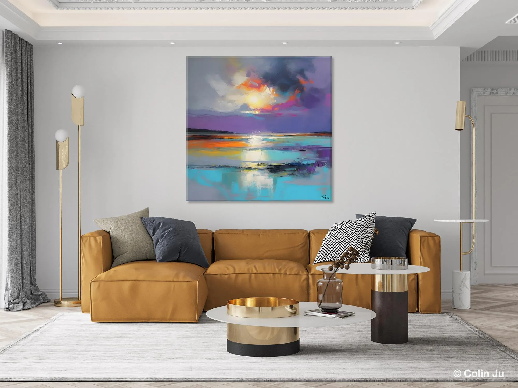 Large Abstract Painting for Living Room, Original Abstract Wall Art, Landscape Acrylic Art, Landscape Canvas Art, Hand Painted Canvas Art