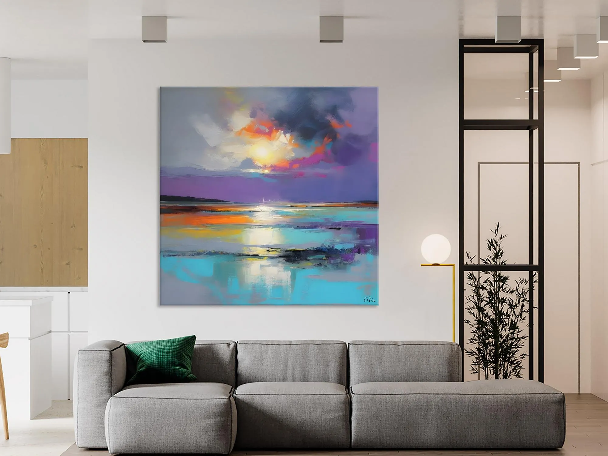 Large Abstract Painting for Living Room, Original Abstract Wall Art, Landscape Acrylic Art, Landscape Canvas Art, Hand Painted Canvas Art