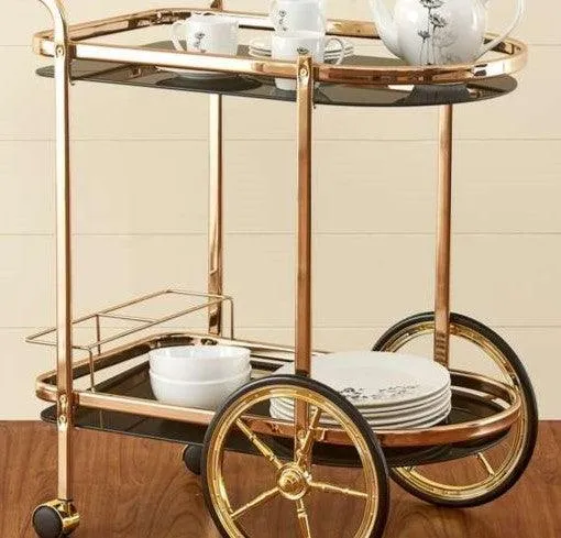 Latvia Gold Bar cart Trolley 2 Tier (Iron)