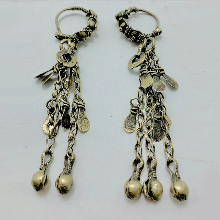 Long Dangle Boho Earrings With Dangling Tassels