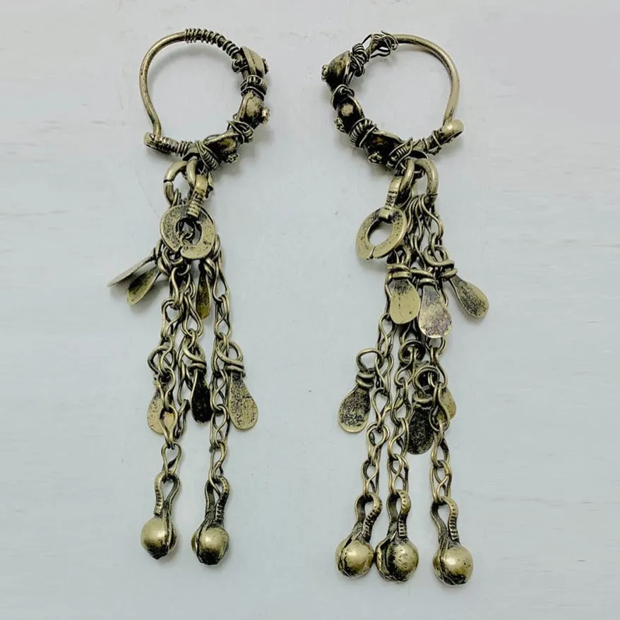 Long Dangle Boho Earrings With Dangling Tassels