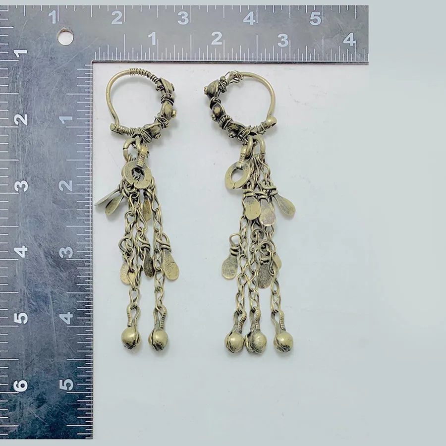Long Dangle Boho Earrings With Dangling Tassels