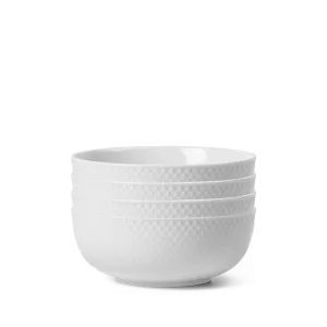 Lyngby Porcelæn Rhombe Bowl Set, White, Ø: 6.1", 4 Pcs.
