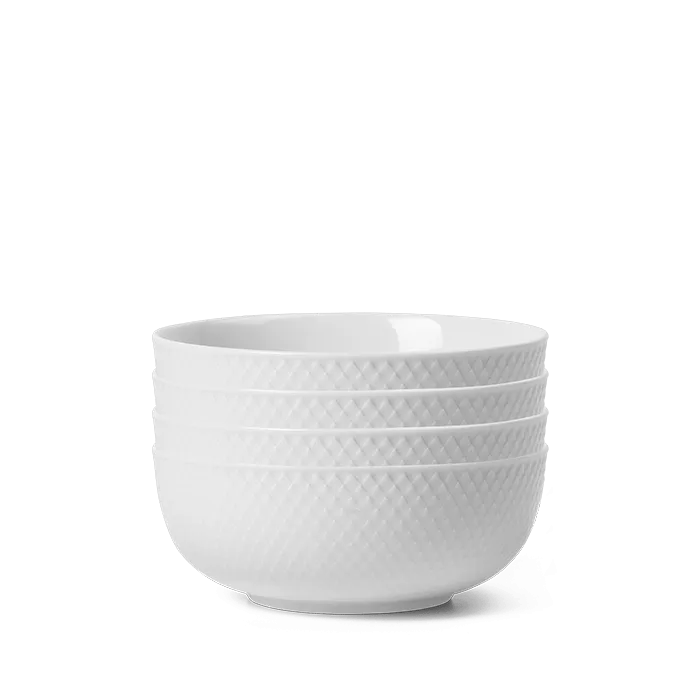 Lyngby Porcelæn Rhombe Bowl Set, White, Ø: 6.1", 4 Pcs.