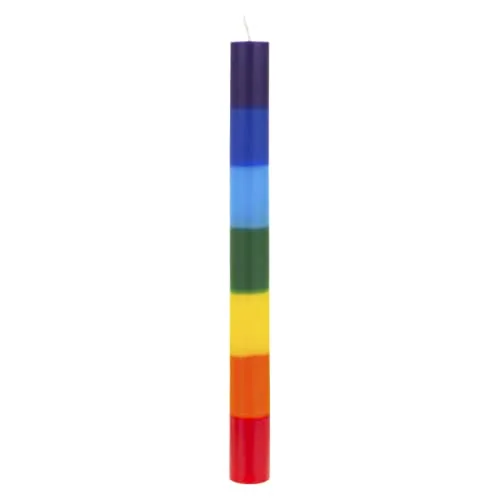 Mega Candles 10 pcs Unscented Multi Color Chakra Straight Taper Candle, Hand Poured Premium Wax Candles 10 Inch x 1 Inch, 100% Cotton Wick, Promotes Positive Energy, Meditation & Relaxation