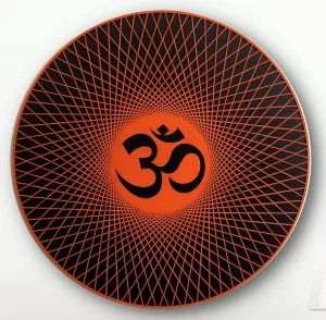 MODERN BOIS ART Beautiful Om Design Wooden Wall Hanging Orange Living Room Wooden Wall Decoration (Orange 01)