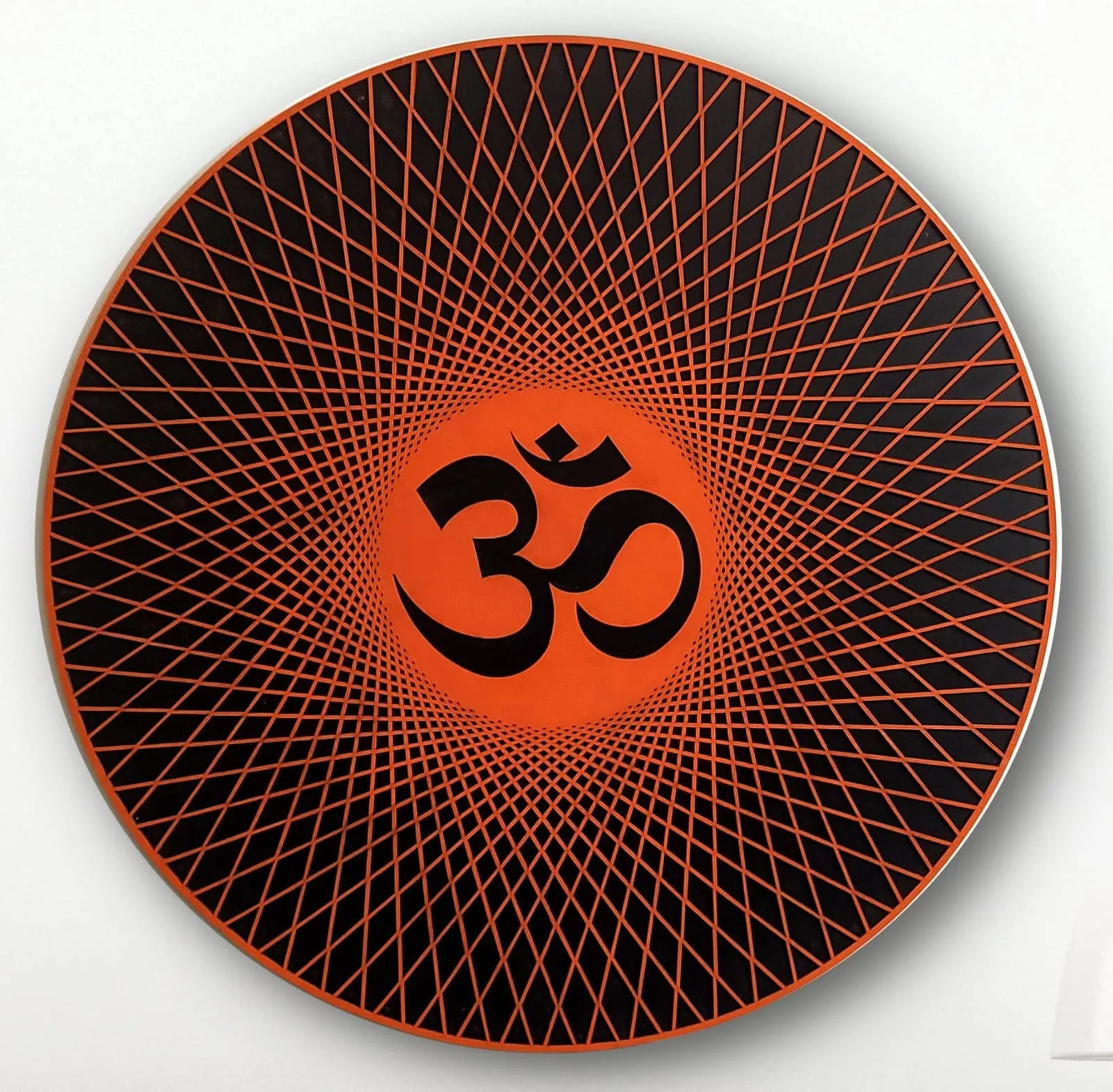 MODERN BOIS ART Beautiful Om Design Wooden Wall Hanging Orange Living Room Wooden Wall Decoration (Orange 01)