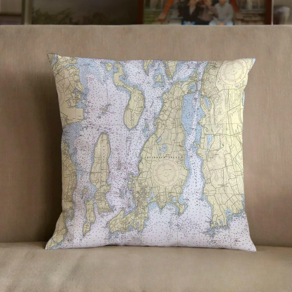 Nautical Chart Pillows, Rhode Island Coastal Maps