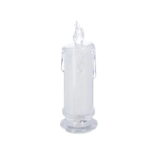 Oblivion White LED Flameless Candles Battery-Operated Pillar Flickering Realistic Decorative Lamps, Transparent Tea Party Decorations for Hotel, Restaurant Crystal Elegance (Pack of 12)