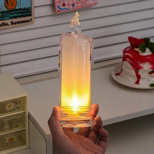 Oblivion White LED Flameless Candles Battery-Operated Pillar Flickering Realistic Decorative Lamps, Transparent Tea Party Decorations for Hotel, Restaurant Crystal Elegance (Pack of 12)