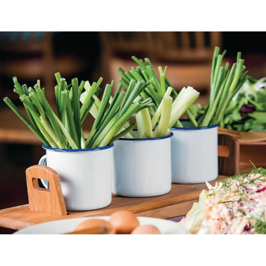 Olympia Large Enamel Soup Mugs 670ml (Pack of 6) - DC398