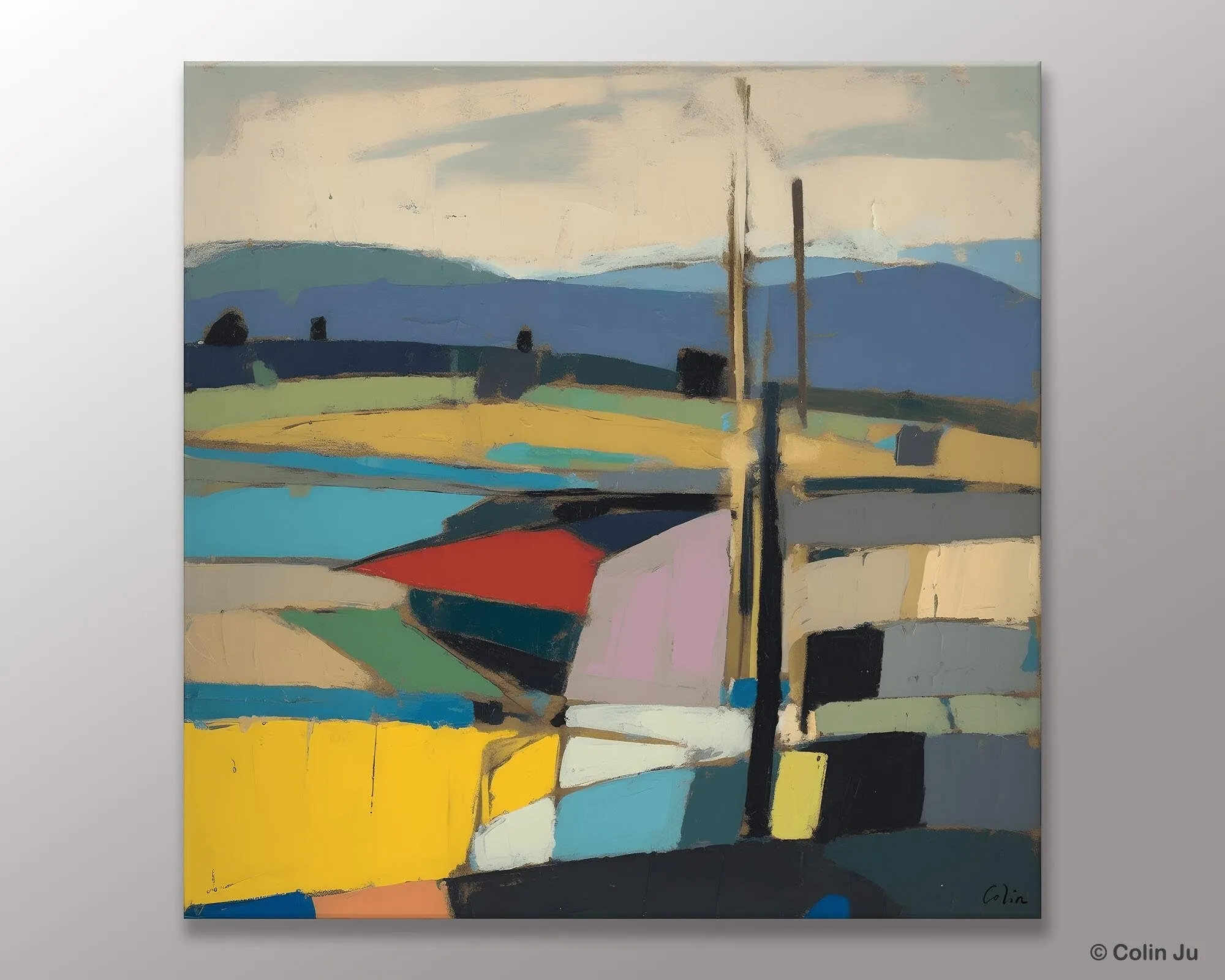 Original Landscape Wall Art Paintings, Abstract Wall Art Painting for Living Room, Landscape Canvas Paintings, Acrylic Painting on Canvas