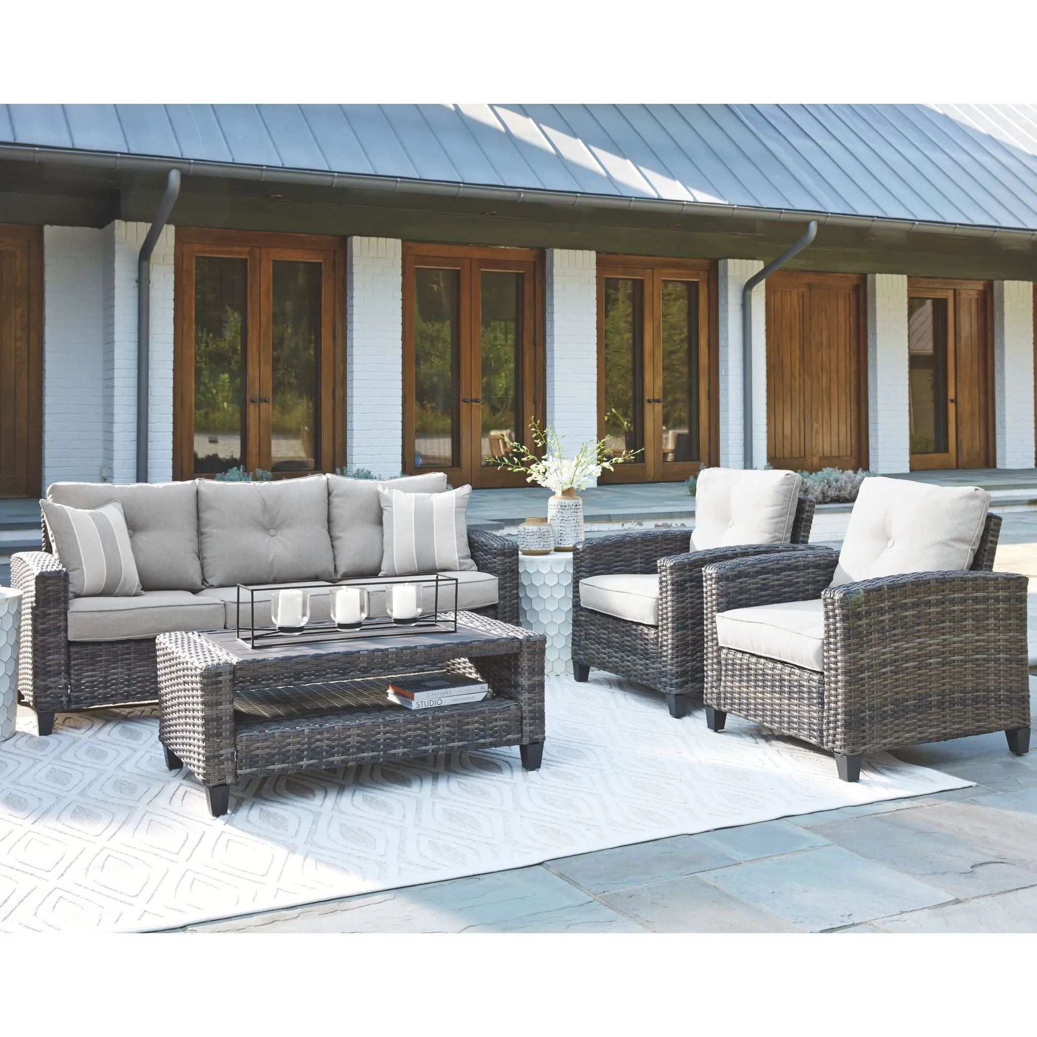 Outdoor Cloverbrooke Sofa/Chairs/Table Set (4/CN) Gray