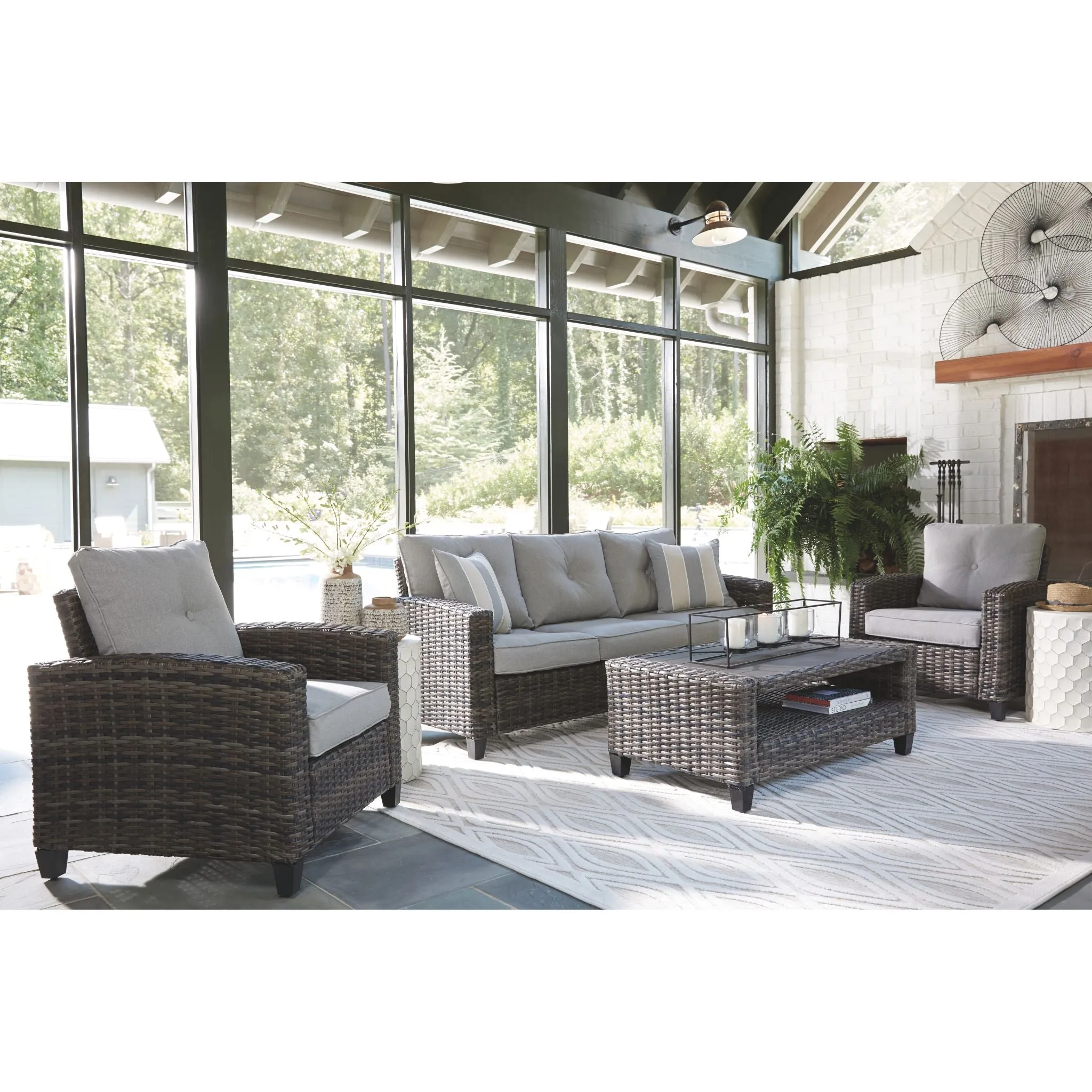 Outdoor Cloverbrooke Sofa/Chairs/Table Set (4/CN) Gray
