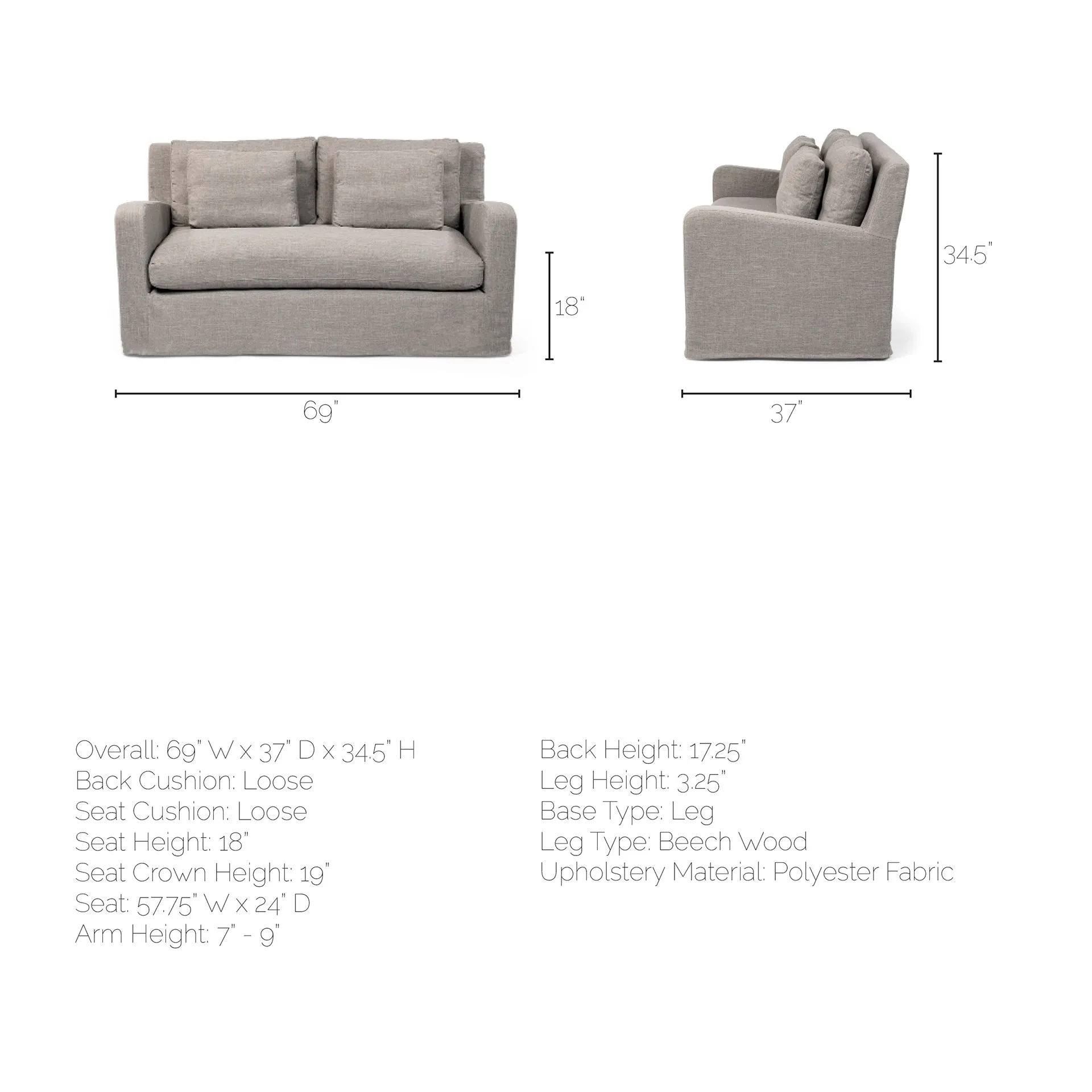 Payton Love Seat in Castlerock Gray