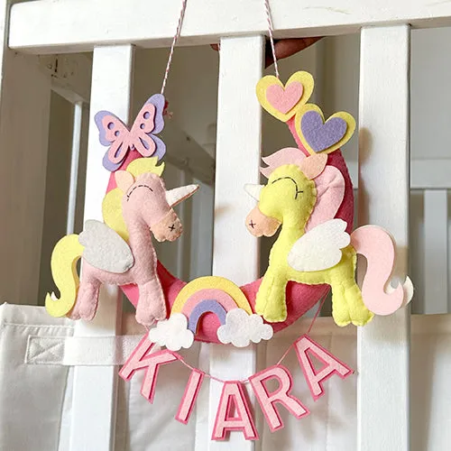 PERSONALISED UNICORN & RAINBOWS WALL HANGING