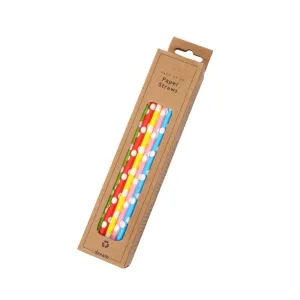 Polka Dot Paper Straws Assorted Colours - 50 Pack
