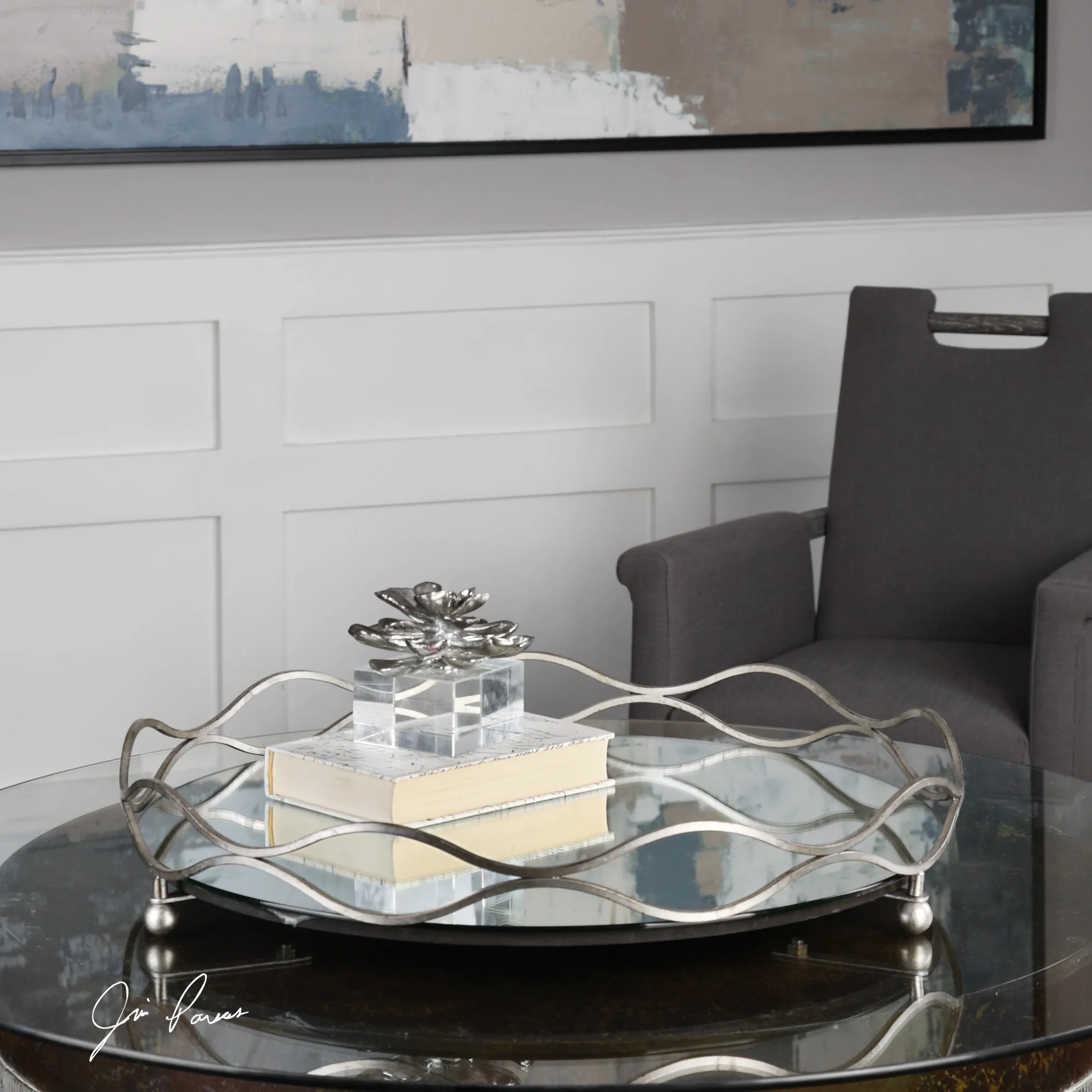 Rachele Mirrored Silver Tray