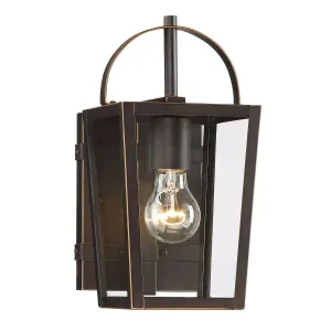 Rangeline 11 in. Outdoor Wall Lantern Oil Rubbed Bronze & Gold Finish