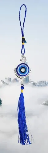 RCW Wall Hanging Showpiece Evil Eye for Home Decoration Half Moon Silver Evil Eye for Good Luck Ornament Amulet for Car, Home and Office for Protection and Blessing
