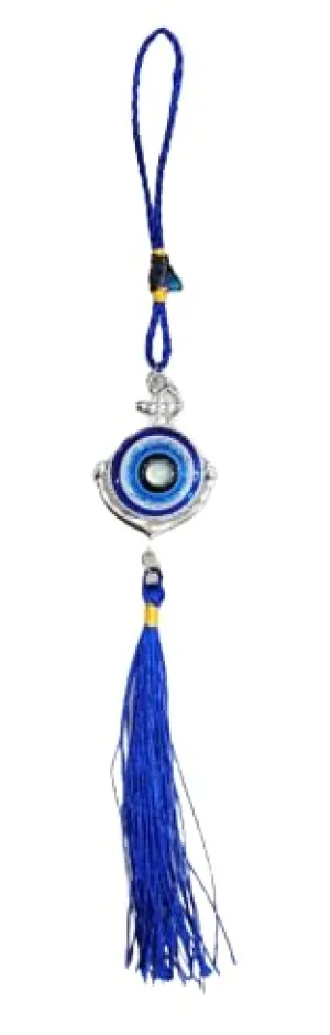 RCW Wall Hanging Showpiece Evil Eye for Home Decoration Half Moon Silver Evil Eye for Good Luck Ornament Amulet for Car, Home and Office for Protection and Blessing