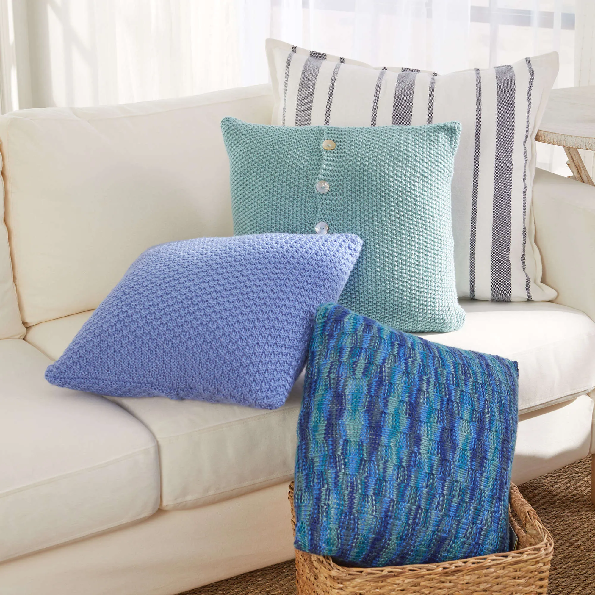 Red Heart Beach House Knit Pillows