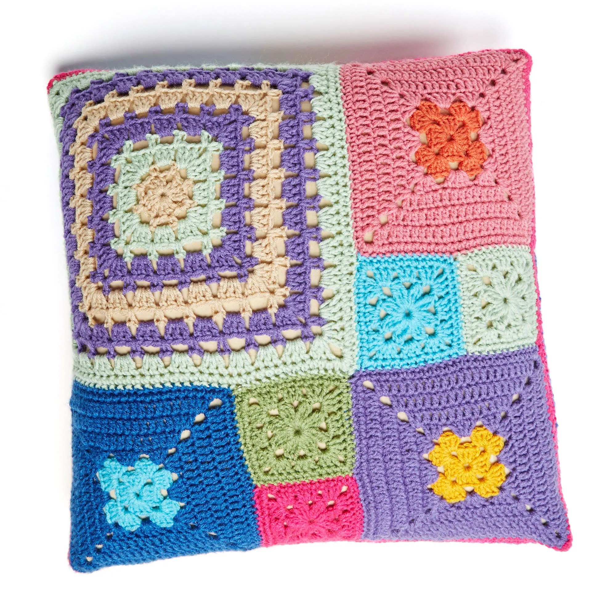 Red Heart Crochet Patched Persuasion Pillows
